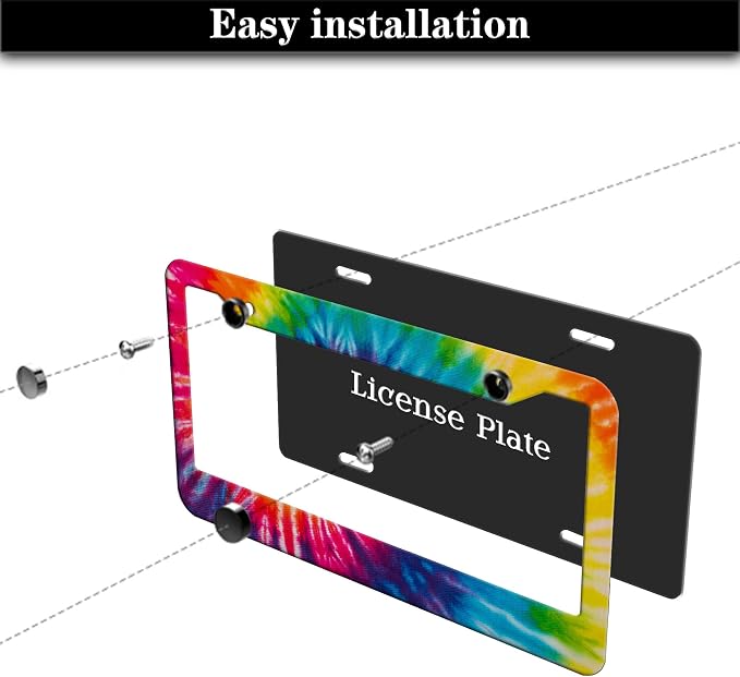 License Plate Frames for Men Rainbow License Plate Frame for Women Novelty Tie - Image 7
