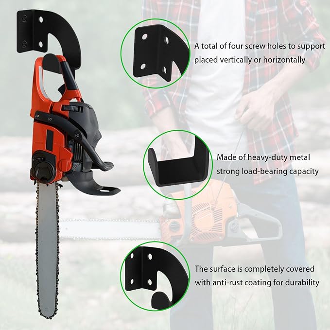 Chainsaw Hanger, Heavy Duty Chainsaw Wall Mount Holder, Organizer Mounted - Image 4