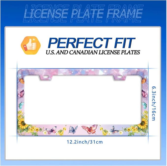 Beautiful Butterfly Sunflower License Plate Frame Yellow Floral License Plate - Image 7