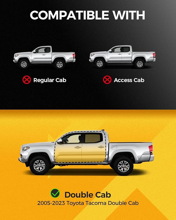 KYX Running Boards for 2005-2023 Toyota Tacoma Double Cab, Triple Tube Side - Image 2