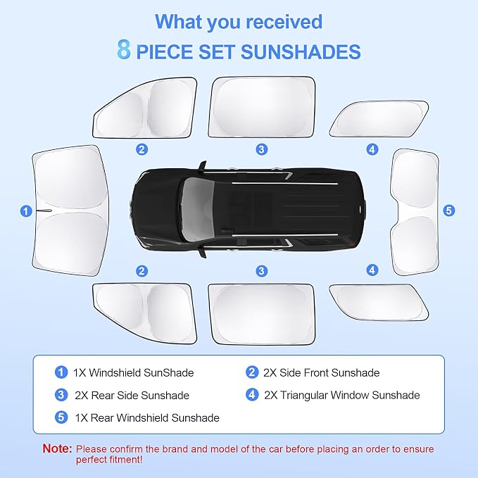 8pcs Car Window Shades for GMC Yukon XL&Chevy Suburban 2021-2026 Accessories - Image 7