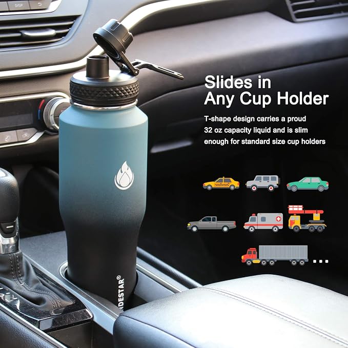 SENDESTAR Water Bottle 32oz, 2 Lids, Wide Mouth Stainless Steel Vacuum - Image 3