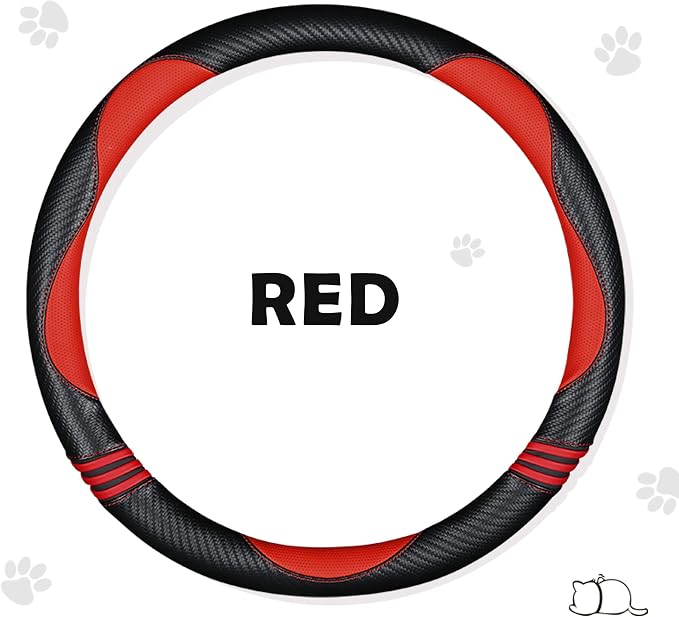 Car Steering Wheel Covers for Women Girl Padded Carbon Fiber PU Leather Cute - Image 3