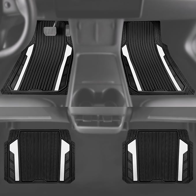 CAR PASS Heavy Duty Rubber Car Mats Metallic, Aluminum Film All Weather Floor - Image 5