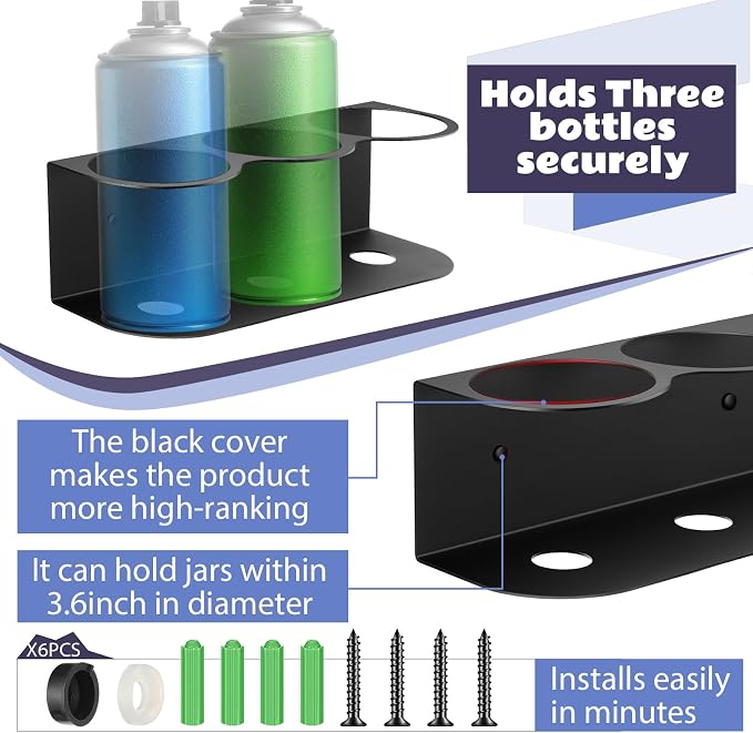 Therwen 2 Pcs 3 Holes All Purpose Steel Spray Bottle Holder Heavy Duty Can - Image 3
