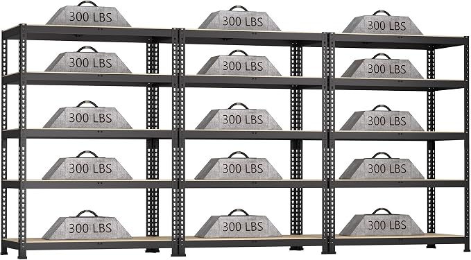 3 Packs 35.5" W x 16" D x 71" H Adjustable Garage Storage Shelves by BuxWellBang