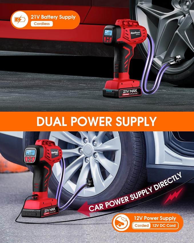 Digital Cordless Tire Inflator Portable Air Compressor Automatic 160PSI w/Gauge - Image 5