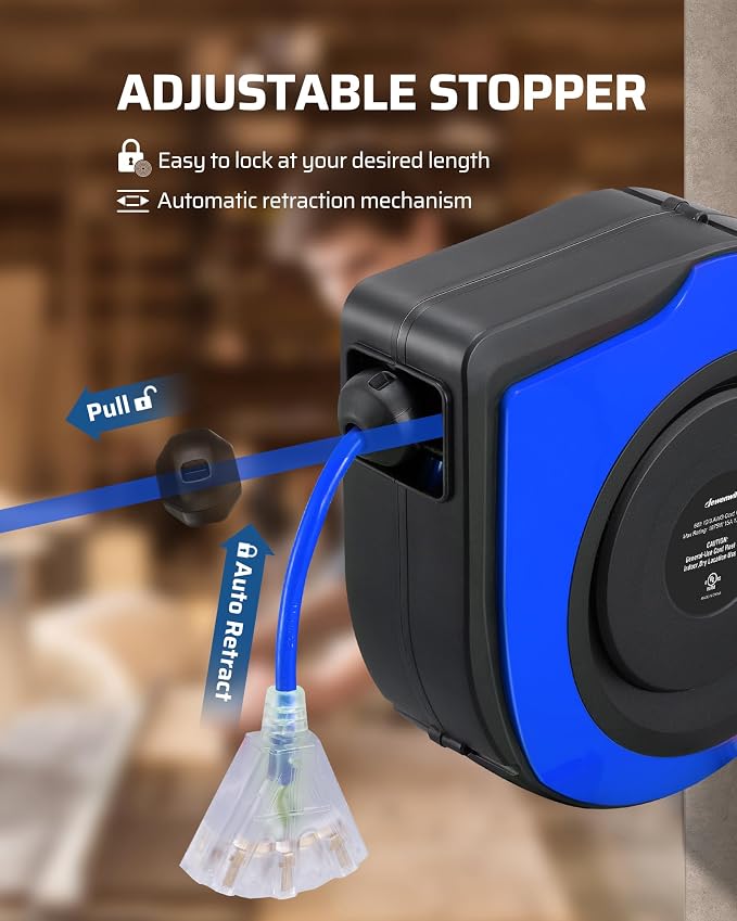 DEWENWILS Retractable Extension Cord Reel, 75 FT Heavy Duty Power Cord - Image 4