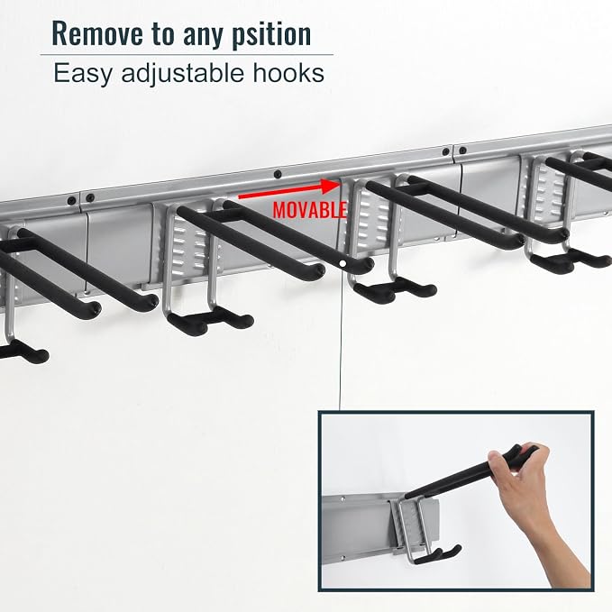 Wall Mount Tool Storage Rack, Heavy Duty Garage Organizer, Garden Hooks and - Image 3