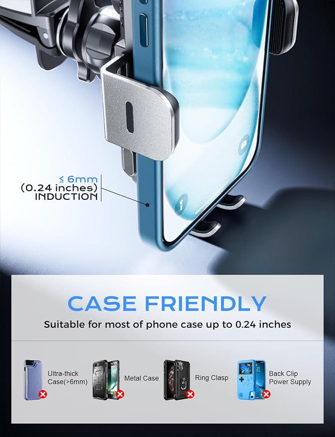 CHGeek Wireless Car Charger, 15W Fast Charging Auto Clamping Car Charger Phone - Image 7