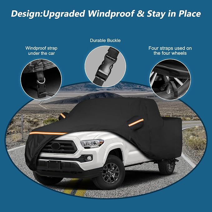 Waterproof Car Covers for Toyota Tacoma Double Cab-6ft Bed 2016-2025, - Image 3