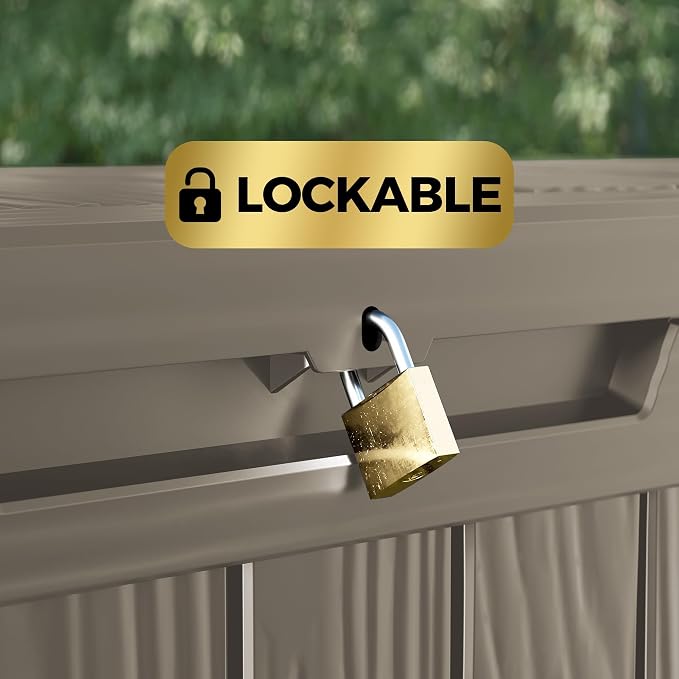 80 Gallon Lockable Resin Deck Box, Waterproof & UV-Resistant Outdoor Storage Box - Image 7