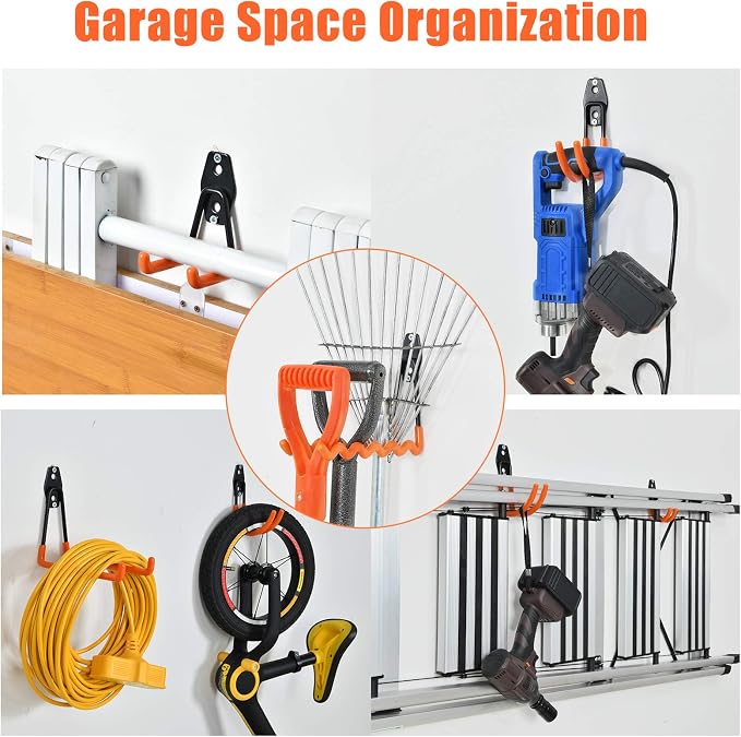 Aoben 24PCS Heavy Duty Garage Hanger Organizer Anti-Slip Double Wall Storage - Image 3