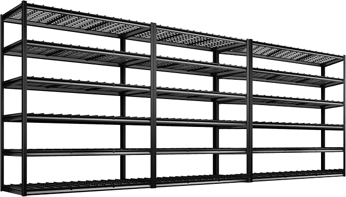 REIBII 60" W Garage Shelving, 2900LBS Storage Shelves, 6 Tier Heavy Duty by REIBII