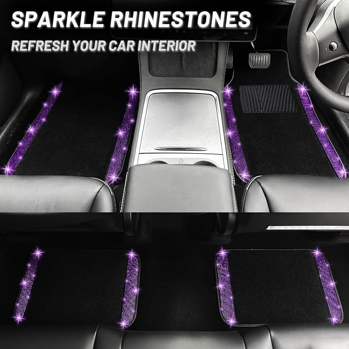 NBTEPEM Purple Violet Bling Car Floor Mats Full Set, Universal Fit Most Cars - Image 4