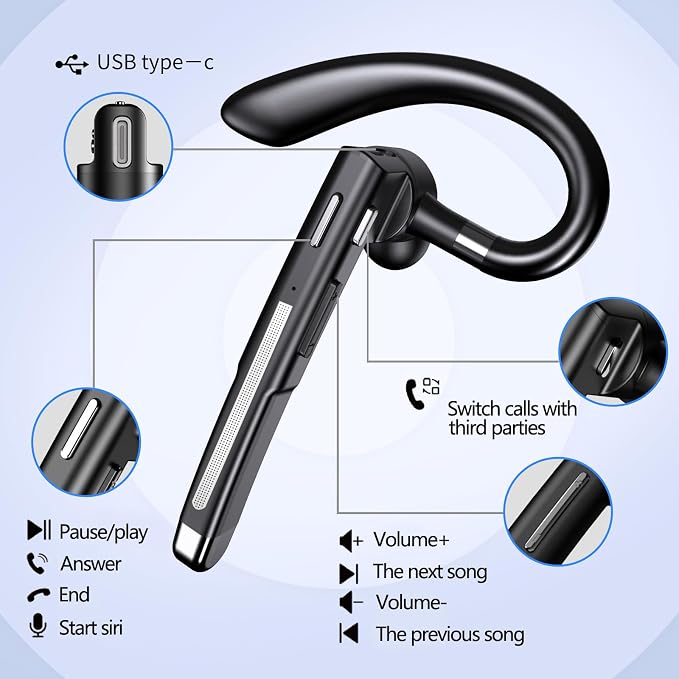 Bluetooth Headset, Wireless Bluetooth Earpiece - Image 7