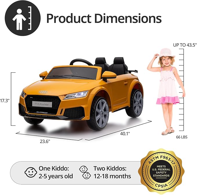 Electric Car for Kids, Licensed Audi 6V Kids Ride on Car Toy for Toddlers - Image 8