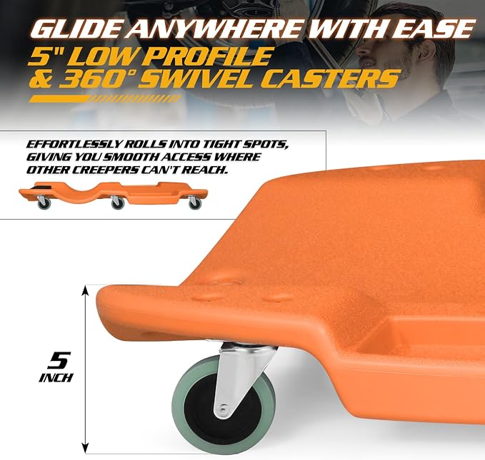 Magshion Mechanic Creeper with Padded Headrest & Tool Trays – 440 lbs Capacity - Image 8