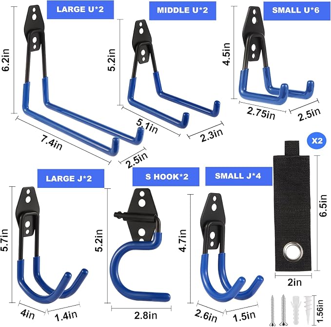 Garage Hook Heavy Duty Wall Storage Hangers, 20 Pack Garage Storage Hooks Steel - Image 2