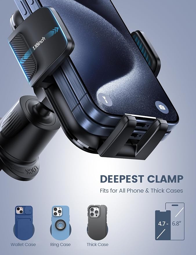 Lamicall 2025 Wider Clamp & Metal Hook Car Phone Holder Vent Phone Holders - Image 2