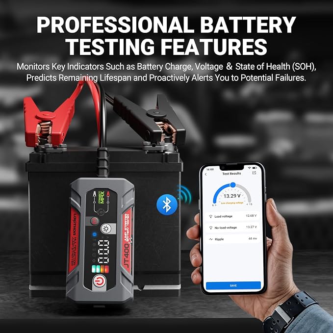 JT400 Jump Starter and Battery Tester, 2500A 12V Car Jumper Starter Portable - Image 5