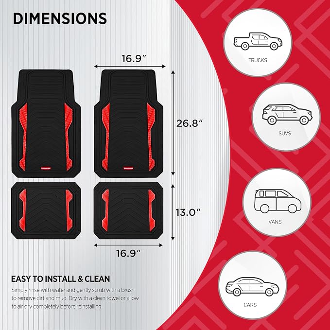 Rubbermaid Car Floor Mat, Heavy Duty All-Weather Car Mats Full Set - Image 8