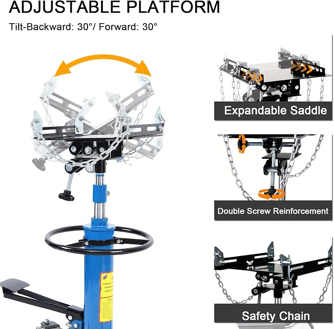 Transmission Jack 1660 lbs/ 0.75 Ton Capacity Hydraulic Telescopic Transmission - Image 5