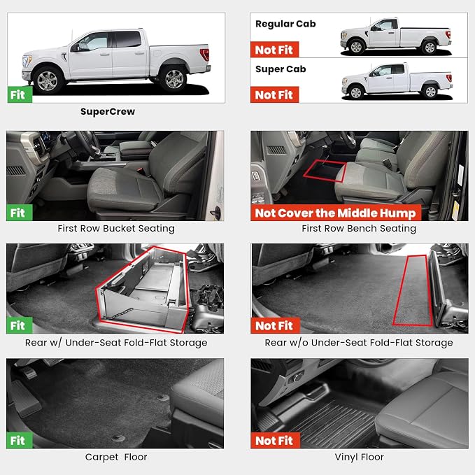 LASFIT Floor Mats for Ford F-150 2015-2025 | F150 Lightning 2022-2025 SuperCrew - Image 2