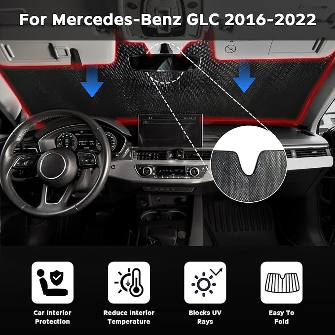 Windshield Sun Shade for Mercedes-Benz GLC SUV 2016-2022 - Image 2