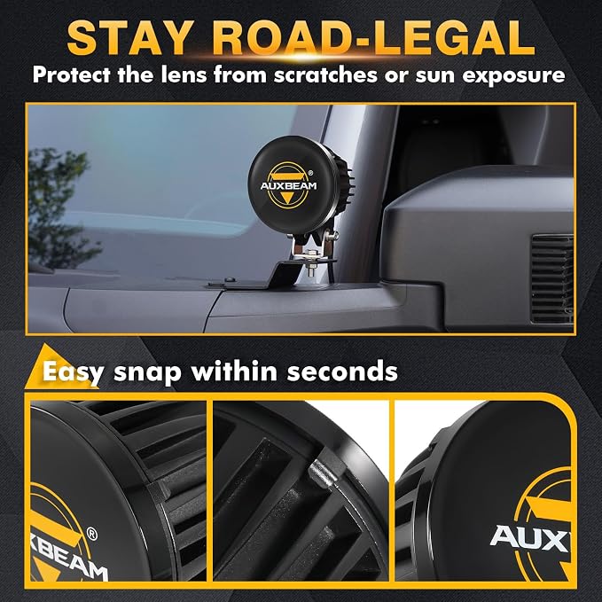 Auxbeam C4 Series 4 Inch Black Protective Light Covers, Round Offroad LED Pods - Image 4