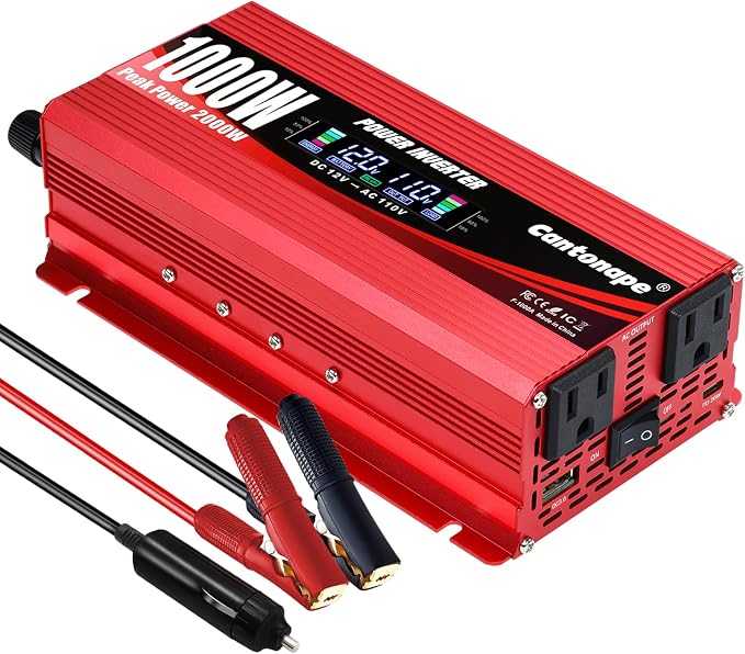 1000W/2000W Car Power Inverter DC 12V to 110V/120V AC Converter by Cantonape