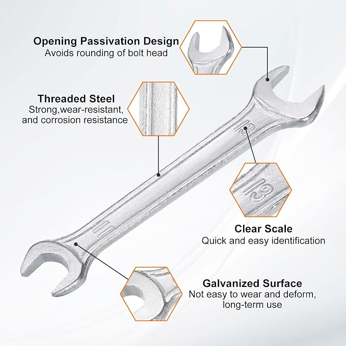 HARFINGTON Double Open End Wrench 11mm x 13mm Metric 15 Degree Offset Angle - Image 4