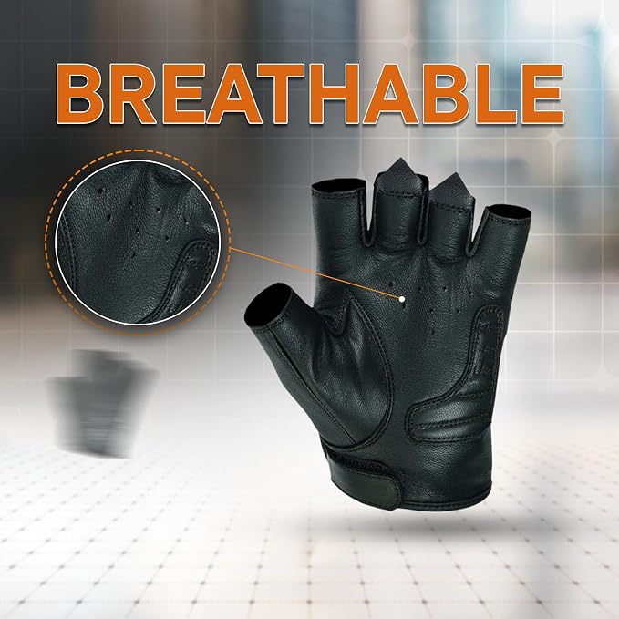 Daniel Smart Men's Motorcycle Leather Gloves - Image 6