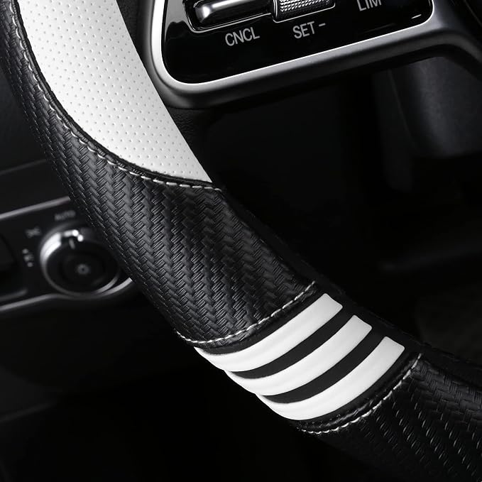 Car Steering Wheel Covers for Women Padded Carbon Fiber PU Leather Cute Auto - Image 4