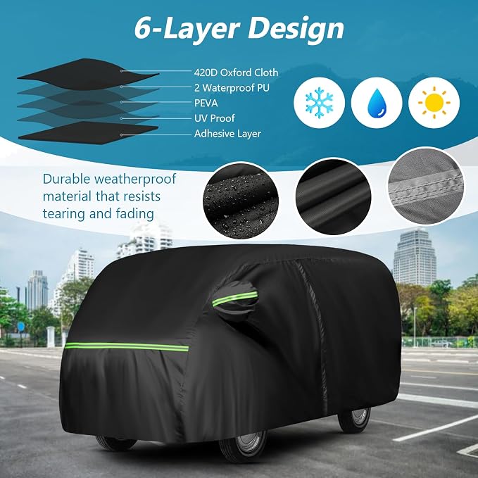 Waterproof Car Covers for 1950-1992 VW Bus T1 T2 T3, 420D Oxford Cloth Sun Heat - Image 2