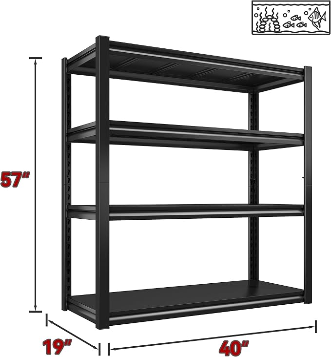 Raybee 40" W Garage Shelving 2000 LBS Storage Shelves 4 Tier Heavy Duty - Image 3