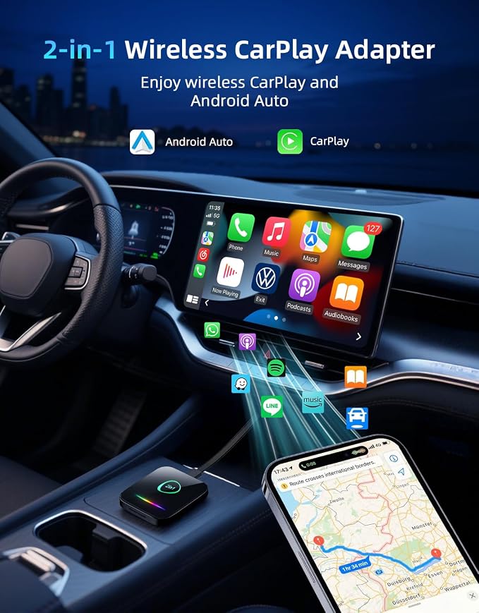 Wireless CarPlay Adapter for Apple iPhone & Android Auto, Plug & Play Dongle - Image 2