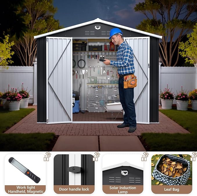 10x8 FT Outdoor Storage Shed, Metal Garden Shed - Image 2