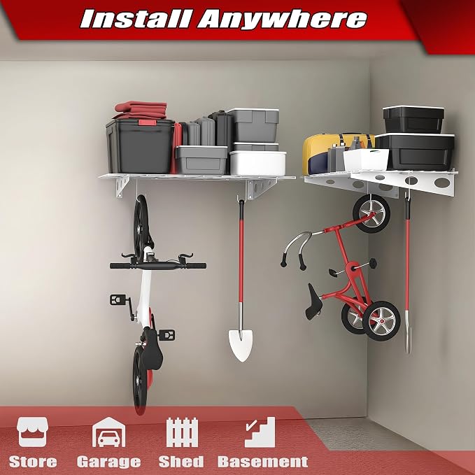 WALMANN 2 Pack Garage Wall Shelves, 2 x 4 ft/24 * 48 inch Wall Mounted Storage - Image 2