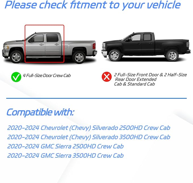 in-Channel Rain Guards Fit for 2020-2025 Chevrolet Silverado/GMC Sierra - Image 2