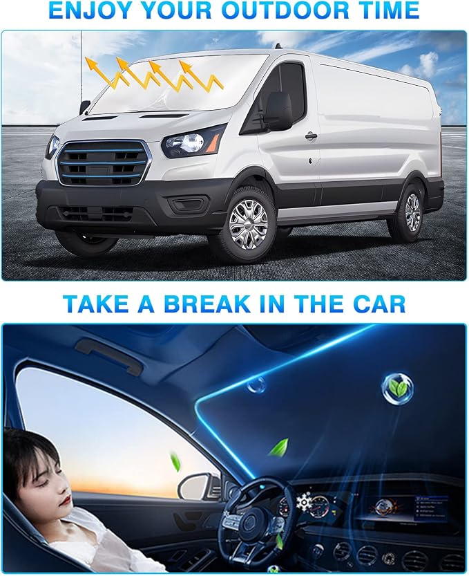 KUST Windshield Sun Shade for Ford E-Transit 2022 2023 2024 2025 2026 Window - Image 7