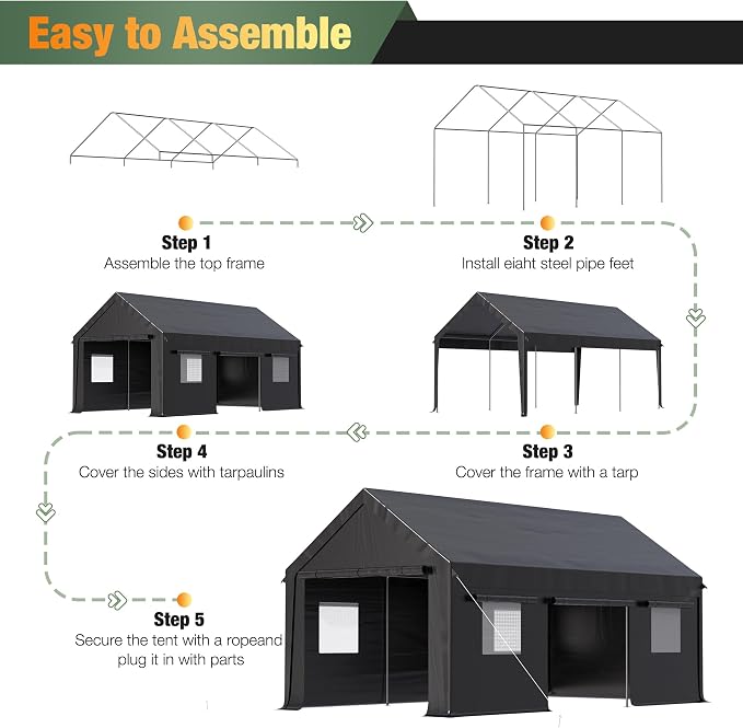 Polar Aurora Carport, 12x20 FT Heavy Duty Carport - Image 5