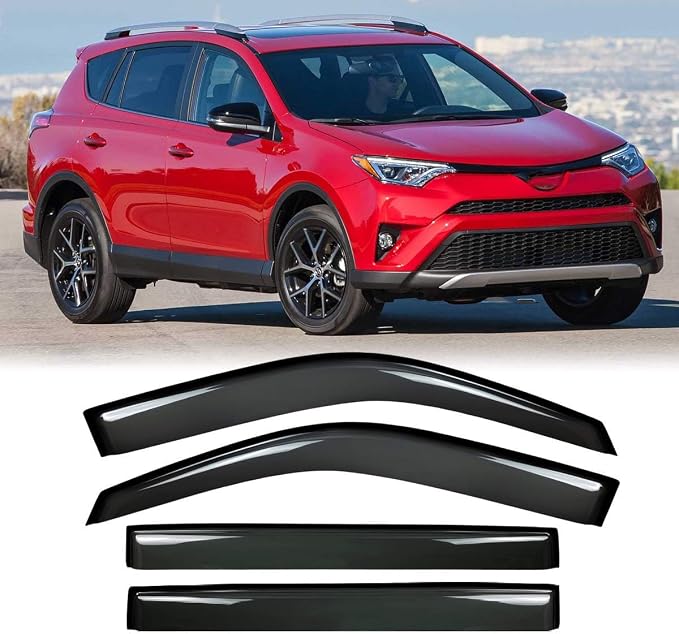 4pcs Outside Mount Style Window Rain Guards Durable Side Wind Deflectors Dark by Deebior