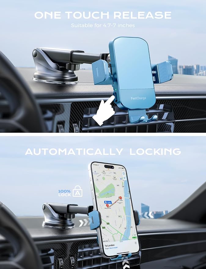 CHGeek Wireless Car Charger, 15W Fast Charging Auto Clamping Car Charger Phone - Image 4