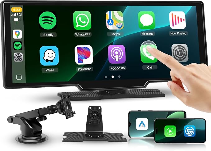 Carplay Screen for Car, 10.26 inch IPS Touch Screen Portable Wireless Car Stereo by Sellrich