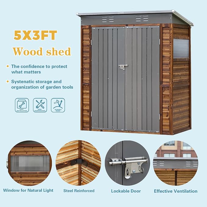 5x3 FT Outdoor Lean to Shed - Image 7