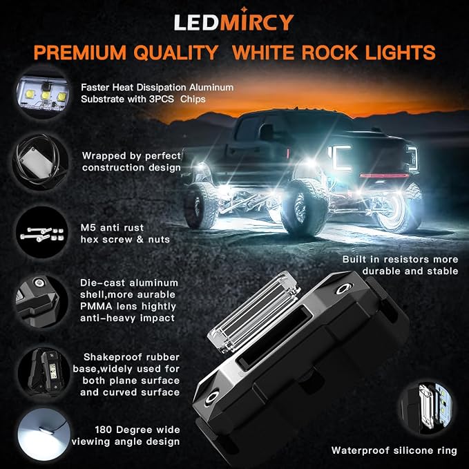 R4 Pure White LED Rock Lights Kit - Image 4