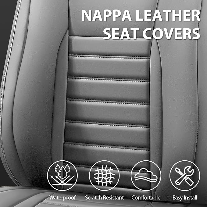 CAR PASS Nappa Leather Car Seat Covers Full Set, Luxury Seat Protector - Image 5