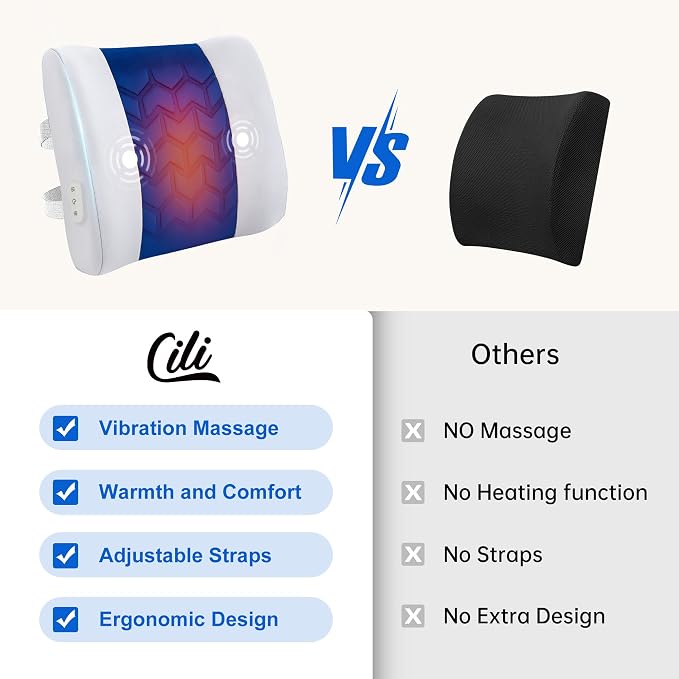 CILI Lumbar Support Pillow for Office Chair, Heated Back Support - Image 5