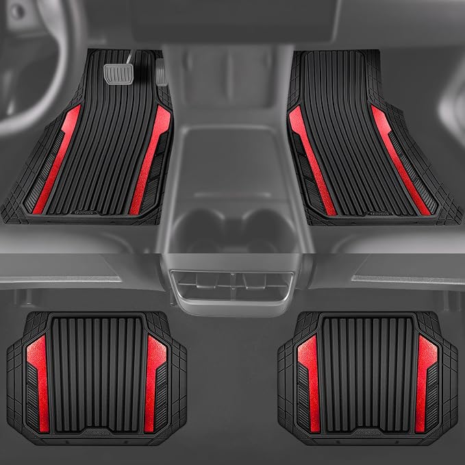 CAR PASS Heavy Duty Rubber Car Mats Metallic S~L Size, Aluminum Film All - Image 5